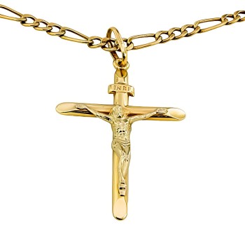 9ct Gold 4.7g 22 Inch/ Hollow Crucifix Pendant with Chain
